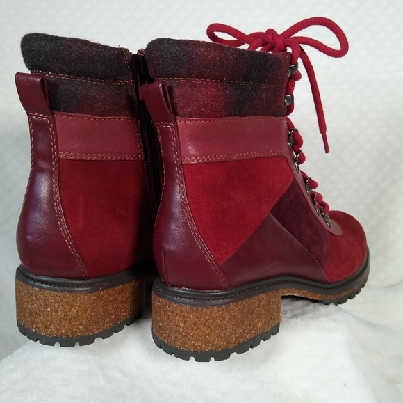 Earth Elements Tessa Premium Suede and Leather Boots Garnet Multitone Sz 8.5 New - Picture 6 of 9